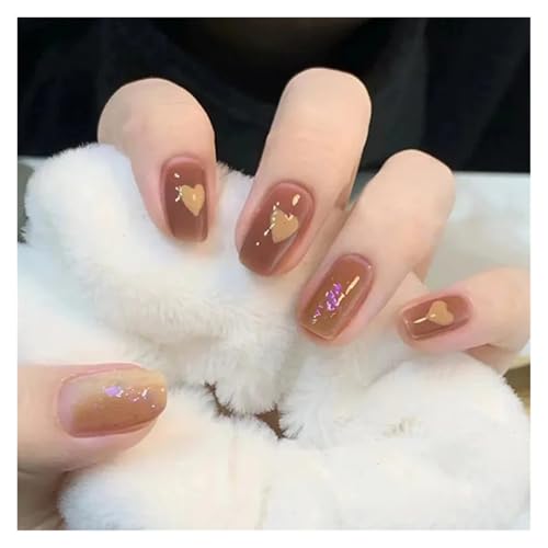 Nägel Zum Aufkleben 24Pcs Shiny Press on Fake Nails Dark Pink Square Short Gel Cover False Fingernails Manicure Art Tips for Women and Girl(Color28) von JMORCO
