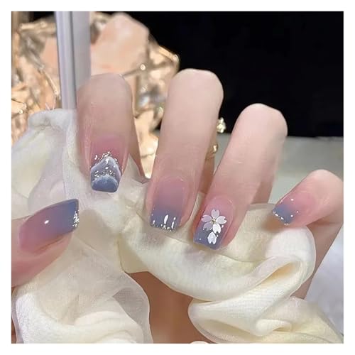 Nägel Zum Aufkleben 24Pcs Shiny Press on Fake Nails Dark Pink Square Short Gel Cover False Fingernails Manicure Art Tips for Women and Girl(Color3) von JMORCO