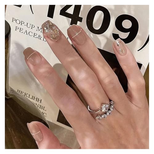 Nägel Zum Aufkleben 24Pcs Shiny Press on Fake Nails Dark Pink Square Short Gel Cover False Fingernails Manicure Art Tips for Women and Girl(Color31) von JMORCO