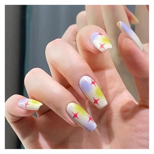 Nägel Zum Aufkleben 24Pcs Shiny Press on Fake Nails Dark Pink Square Short Gel Cover False Fingernails Manicure Art Tips for Women and Girl(Color32) von JMORCO