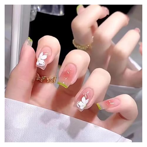 Nägel Zum Aufkleben 24Pcs Shiny Press on Fake Nails Dark Pink Square Short Gel Cover False Fingernails Manicure Art Tips for Women and Girl(Color34) von JMORCO