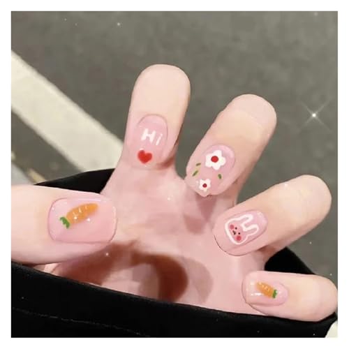 Nägel Zum Aufkleben 24Pcs Shiny Press on Fake Nails Dark Pink Square Short Gel Cover False Fingernails Manicure Art Tips for Women and Girl(Color35) von JMORCO