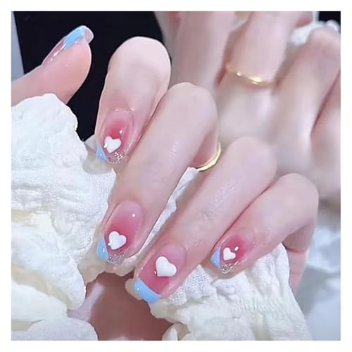 Nägel Zum Aufkleben 24Pcs Shiny Press on Fake Nails Dark Pink Square Short Gel Cover False Fingernails Manicure Art Tips for Women and Girl(Color37) von JMORCO
