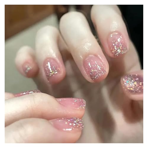 Nägel Zum Aufkleben 24Pcs Shiny Press on Fake Nails Dark Pink Square Short Gel Cover False Fingernails Manicure Art Tips for Women and Girl(Color38) von JMORCO