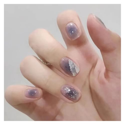 Nägel Zum Aufkleben 24Pcs Shiny Press on Fake Nails Dark Pink Square Short Gel Cover False Fingernails Manicure Art Tips for Women and Girl(Color4) von JMORCO