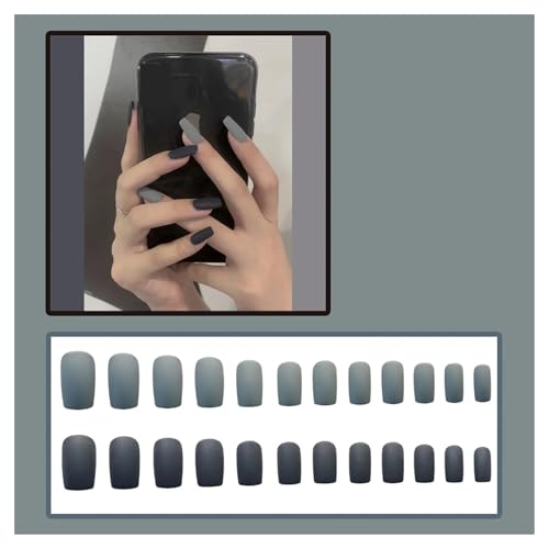 Nägel Zum Aufkleben 24PcsSet Press On Nail Art Full Cover Artificial Fake Nails Patch Finished Solid Color Girl Wearing Reusable False Nails(Color6) von JMORCO