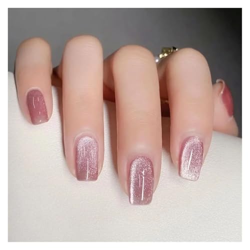 Nägel Zum Aufkleben Fake Nails Square Head Cat's Eye French Nail Glitter Powder Press on Nails Waterproof Faux Fingernails Christmas False Nails(AA12) von JMORCO