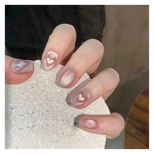 Nägel Zum Aufkleben Fake Nails Square Head Cat's Eye French Nail Glitter Powder Press on Nails Waterproof Faux Fingernails Christmas False Nails(Color32) von JMORCO
