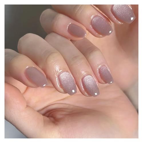Nägel Zum Aufkleben Fake Nails Square Head Cat's Eye French Nail Glitter Powder Press on Nails Waterproof Faux Fingernails Christmas False Nails(Color9) von JMORCO