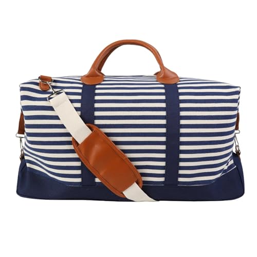 Reisetasche Große Kapazität, personalisierte Monogramm-Tasche, Segeltuch-Reisetasche, individuell bestickter Name, Damen-Reise, Segeltuch-Tragetasche Reisetaschen (Color : Navy Stripe von JMORCO