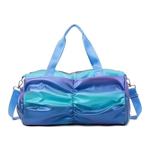 Reisetasche Regenbogen Bunte Sporttasche Damen Handtaschen Reisen Fitness Sport Mädchen Seesack Yoga Schuhe Umhängetasche Wasserdicht Trocken Nass Tasche (Color : Blue) von JMORCO