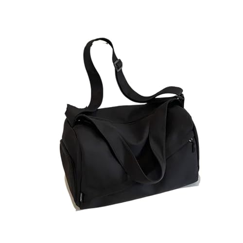 Sporttasche Herren Canvas Zipper Travel Handbag Solid Large Capacity Simple Casual Shoulder Bag Soft Versatile Crossbody Bag(Black) von JMORCO