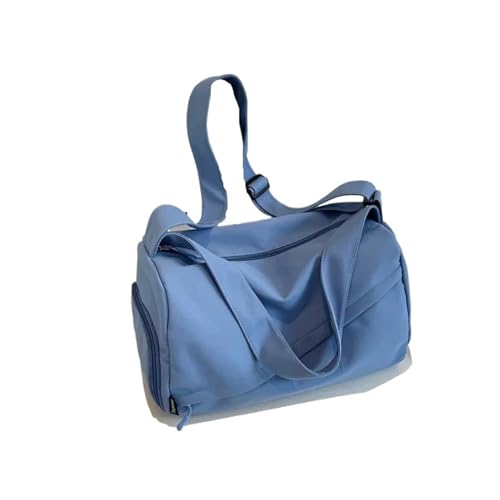 Sporttasche Herren Canvas Zipper Travel Handbag Solid Large Capacity Simple Casual Shoulder Bag Soft Versatile Crossbody Bag(Blue) von JMORCO