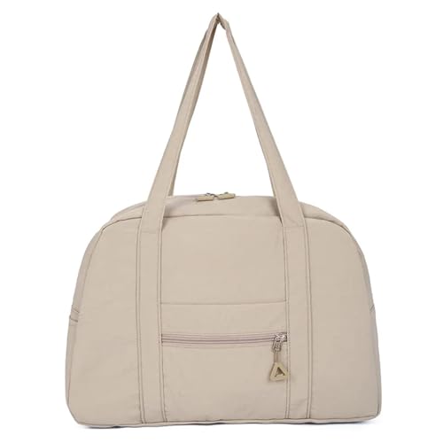 Sporttasche Herren Composite Fabric Large Capacity Tote Bag Solid Color Zipper Versatile Fashion Handbag Soft Popular Shoulder Bag(Khaki) von JMORCO