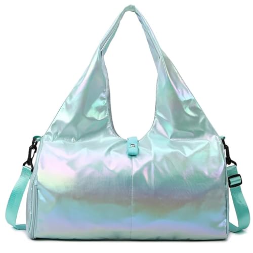 Sporttasche Herren Fashion Pearlescent Colour Fitness Gym Bags Women Yoga Mat Bag Wet Dry Handbags Large Waterproof Multifunction Travel Duffle Bag(Light Green) von JMORCO