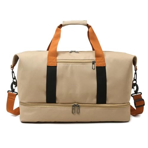 Sporttasche Herren Fashion Travel Bags for Women Large Capacity Men's Sports Bag Waterproof Weekend Sac Voyage Female Messenger Bag Dry and Wet(Khaki) von JMORCO