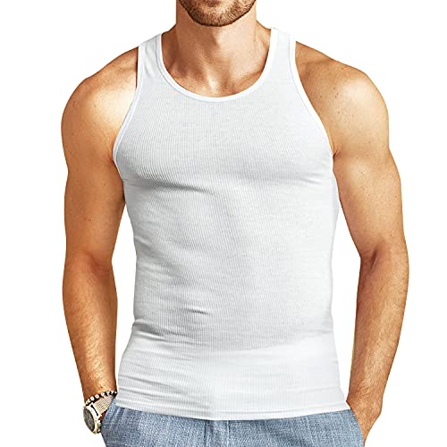 JMR Herren Tank Tops, 100% Baumwolle, gerippt, Weiß, 6 Stück - Weiß - XX-Large von JMR