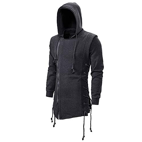 JMSUN Herren Zipper Hoodies Sweatshirts Seite Schnür Fleece Gothic Hooded Jacke für Herren von JMSUN