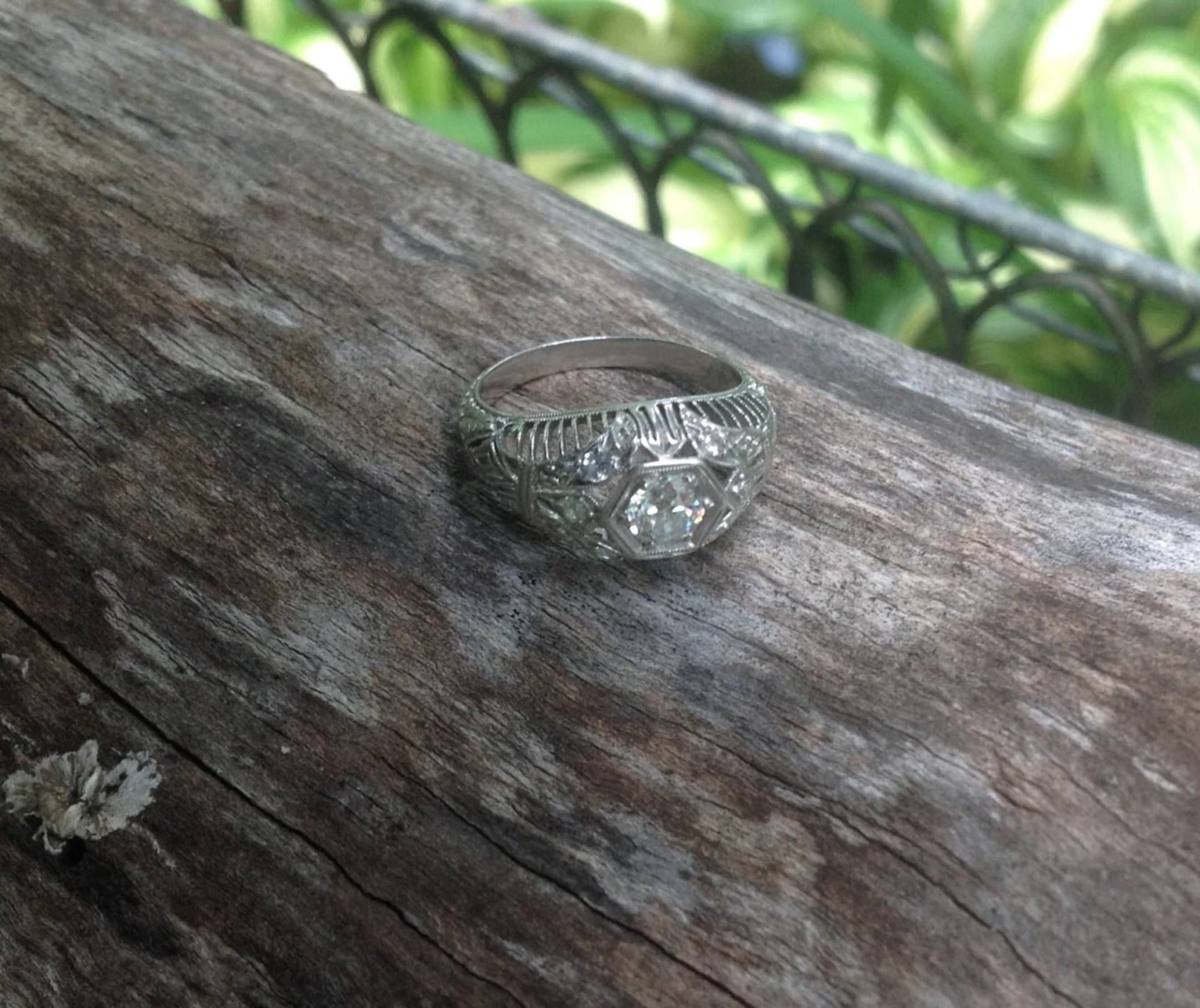 Antiker Art Deco Platin Und Diamant Verlobungsring - Vintage Diamantring, Filligree Antiker Art Deco Platin Und Diamant Verlobungsring - Vintage Diamantring, Filligree von JMSquaredVintage