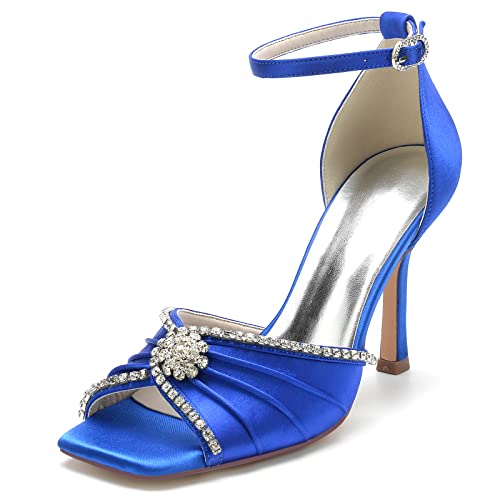 Damen Klassische Offener Zeh Sandalen Mit Absatz Strass Partei Abendschuhe,Blau,38 EU Damen Klassische Offener Zeh Sandalen Mit Absatz Strass Partei Abendschuhe,Blau,38 EU von JMdfcqer