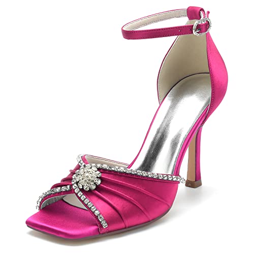 Damen Klassische Offener Zeh Sandalen Mit Absatz Strass Partei Abendschuhe,Fuchsia,37 EU Damen Klassische Offener Zeh Sandalen Mit Absatz Strass Partei Abendschuhe,Fuchsia,37 EU von JMdfcqer