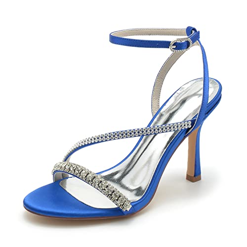 Damen Knöchelriemen Sommer Strass Offener Zeh Sandalen für Hochzeit Brautschuhe,Blau,37 EU Damen Knöchelriemen Sommer Strass Offener Zeh Sandalen für Hochzeit Brautschuhe,Blau,37 EU von JMdfcqer