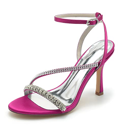 Damen Knöchelriemen Sommer Strass Offener Zeh Sandalen für Hochzeit Brautschuhe,Fuchsia,37 EU Damen Knöchelriemen Sommer Strass Offener Zeh Sandalen für Hochzeit Brautschuhe,Fuchsia,37 EU von JMdfcqer