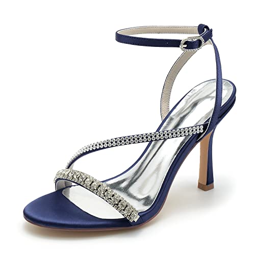 Damen Knöchelriemen Sommer Strass Offener Zeh Sandalen für Hochzeit Brautschuhe,Marine,38 EU Damen Knöchelriemen Sommer Strass Offener Zeh Sandalen für Hochzeit Brautschuhe,Marine,38 EU von JMdfcqer