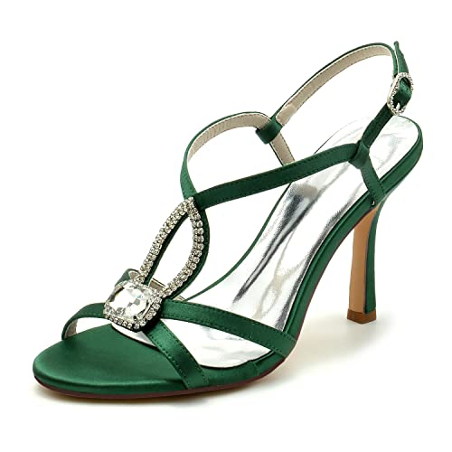 Damen Offener Zeh Sandalen Kreuz Riemchen Stöckel Absatz Partei Hochzeitsschuhe Sommer Abendschuhe,Grün,39 EU Damen Offener Zeh Sandalen Kreuz Riemchen Stöckel Absatz Partei Hochzeitsschuhe Sommer Abendschuhe,Grün,39 EU von JMdfcqer