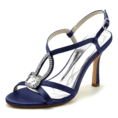 Damen Offener Zeh Sandalen Kreuz Riemchen Stöckel Absatz Partei Hochzeitsschuhe Sommer Abendschuhe,Marine,39 EU Damen Offener Zeh Sandalen Kreuz Riemchen Stöckel Absatz Partei Hochzeitsschuhe Sommer Abendschuhe,Marine,39 EU von JMdfcqer