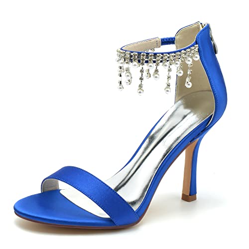 JMdfcqer Brautschuhe Damen Offener Zeh Perle Knöchelriemen Stöckel Absatz Hochzeit Kleid Abendschuhe Mit Reißverschluss,Blau,42 EU JMdfcqer Brautschuhe Damen Offener Zeh Perle Knöchelriemen Stöckel Absatz Hochzeit Kleid Abendschuhe Mit Reißverschluss,Blau,42 EU von JMdfcqer
