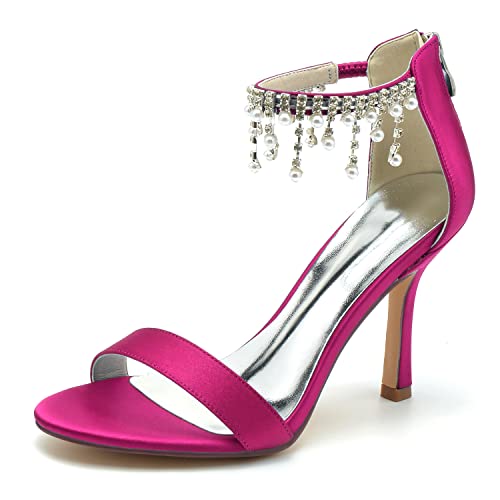 JMdfcqer Brautschuhe Damen Offener Zeh Perle Knöchelriemen Stöckel Absatz Hochzeit Kleid Abendschuhe Mit Reißverschluss,Fuchsia,39 EU JMdfcqer Brautschuhe Damen Offener Zeh Perle Knöchelriemen Stöckel Absatz Hochzeit Kleid Abendschuhe Mit Reißverschluss,Fuchsia,39 EU von JMdfcqer