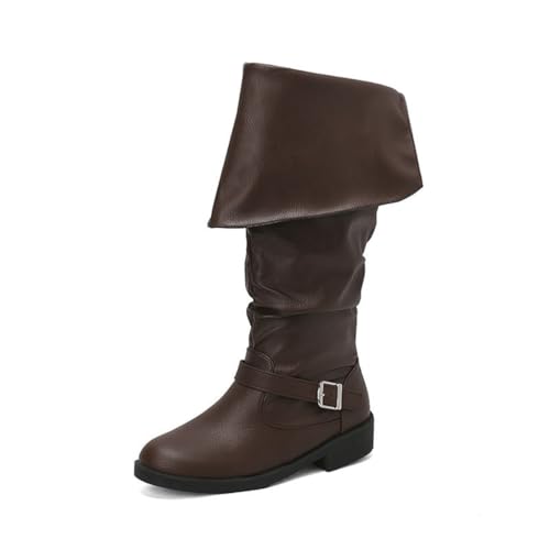JMdfcqer Damen Halblange Stiefel Runder Zeh Niedriger Absatz Leicht Gefüttert Biker Motorradstiefel Mit Schnallenriemen,Braun,47 EU JMdfcqer Damen Halblange Stiefel Runder Zeh Niedriger Absatz Leicht Gefüttert Biker Motorradstiefel Mit Schnallenriemen,Braun,47 EU von JMdfcqer
