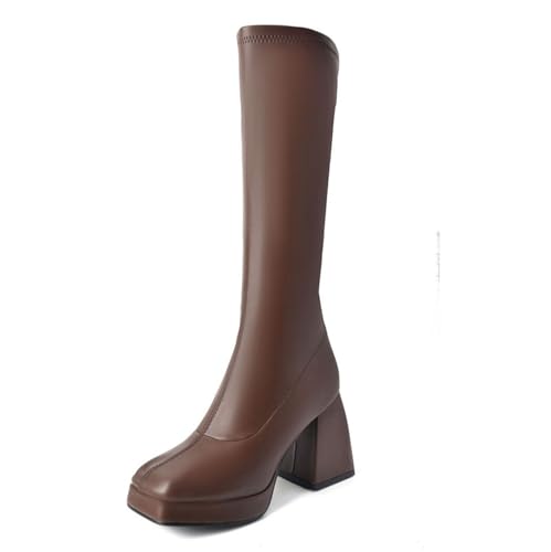 JMdfcqer Damen Kniehohe Stiefe mit Blockabsatz Mode Quadratische Zehe Plateau Langschaft Stiefel,Braun,41 EU JMdfcqer Damen Kniehohe Stiefe mit Blockabsatz Mode Quadratische Zehe Plateau Langschaft Stiefel,Braun,41 EU von JMdfcqer