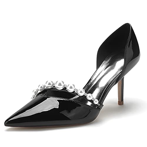 JMdfcqer Damen Lackleder Spitzschuh mit Pfennigabsatz Partei Abendschuhe mit Perle,Schwarz,42 EU JMdfcqer Damen Lackleder Spitzschuh mit Pfennigabsatz Partei Abendschuhe mit Perle,Schwarz,42 EU von JMdfcqer