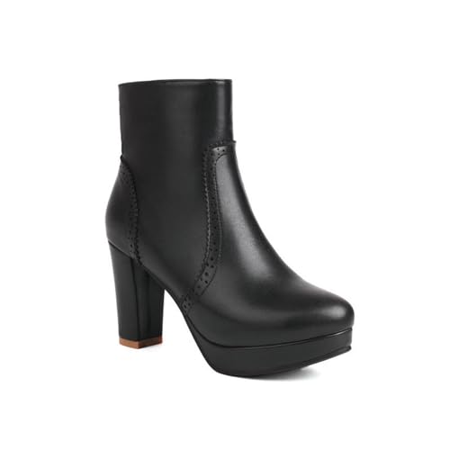 JMdfcqer Damen Mode Anzugstiefel Plateau Stiefel Chelsea Stiefel Seitlicher Reißverschluss Patchworkstiefel,Schwarz,37 EU von JMdfcqer
