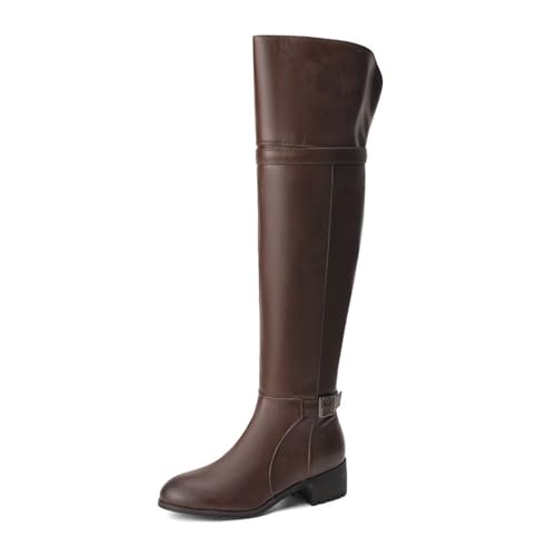 JMdfcqer Damen Overknee Langschaft Stiefel Niedriger Absatz Runder Zeh Reißverschluss Reitstiefel Mit Schnalle,Braun,40 EU JMdfcqer Damen Overknee Langschaft Stiefel Niedriger Absatz Runder Zeh Reißverschluss Reitstiefel Mit Schnalle,Braun,40 EU von JMdfcqer
