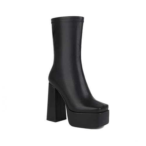 JMdfcqer Damen Plateau Stiefeletten Blockabsatz Reißverschluss Halblange Stiefel,Schwarz,38 EU JMdfcqer Damen Plateau Stiefeletten Blockabsatz Reißverschluss Halblange Stiefel,Schwarz,38 EU von JMdfcqer