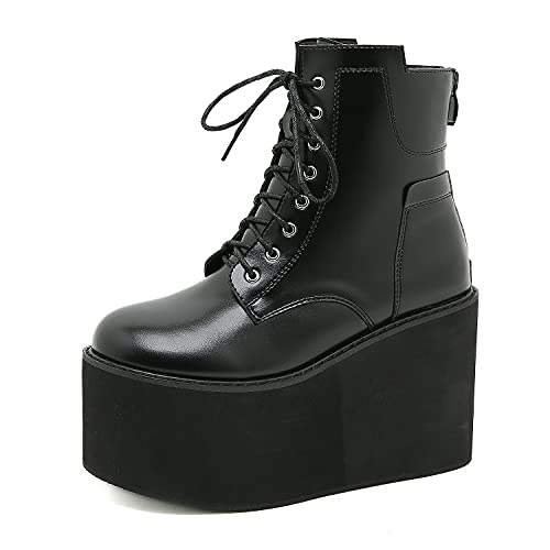 JMdfcqer Damen Plateau Stiefeletten Gothic Keilabsatz Schnürstiefel Klassische Wasserdicht Motorradstiefel,Schwarz,42 EU JMdfcqer Damen Plateau Stiefeletten Gothic Keilabsatz Schnürstiefel Klassische Wasserdicht Motorradstiefel,Schwarz,42 EU von JMdfcqer