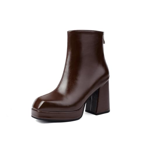 JMdfcqer Damen Plattform Stiefelette Blockabsatz Quadratische Zehe Gothic Stiefel mit Reißverschluss,Braun,43 EU JMdfcqer Damen Plattform Stiefelette Blockabsatz Quadratische Zehe Gothic Stiefel mit Reißverschluss,Braun,43 EU von JMdfcqer