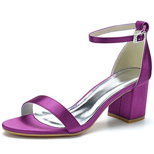 JMdfcqer Damen Sandaletten Knöchelriemen Offener Zeh Sommerschuhe mit Blockabsatz Hochzeit Brautjungfernschuhe,Lila,38 EU JMdfcqer Damen Sandaletten Knöchelriemen Offener Zeh Sommerschuhe mit Blockabsatz Hochzeit Brautjungfernschuhe,Lila,38 EU von JMdfcqer