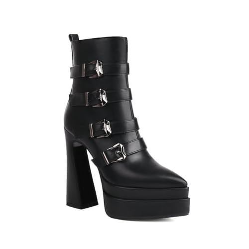 JMdfcqer Damen Spitzschuh Stiefel Blockabsatz Plateau Stiefeletten Combat Stiefel Mit Reißverschluss Und Schnalle,Schwarz,35 EU JMdfcqer Damen Spitzschuh Stiefel Blockabsatz Plateau Stiefeletten Combat Stiefel Mit Reißverschluss Und Schnalle,Schwarz,35 EU von JMdfcqer