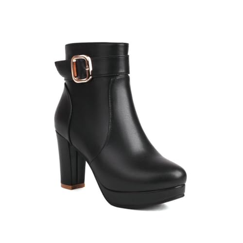 JMdfcqer Damen Stiefeletten Chelsea Bequeme Gefüttert Winterschuhe Mit Reißverschluss Und Schnalle,Schwarz,46 EU JMdfcqer Damen Stiefeletten Chelsea Bequeme Gefüttert Winterschuhe Mit Reißverschluss Und Schnalle,Schwarz,46 EU von JMdfcqer