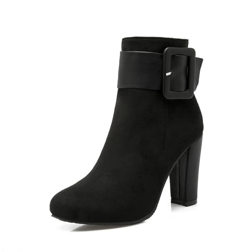 JMdfcqer Damen Stiefeletten Comfort Gefüttert Reißverschluss Klassische Kunstfell Wildleder Winterstiefel Mit Schnalle,Schwarz,43 EU JMdfcqer Damen Stiefeletten Comfort Gefüttert Reißverschluss Klassische Kunstfell Wildleder Winterstiefel Mit Schnalle,Schwarz,43 EU von JMdfcqer