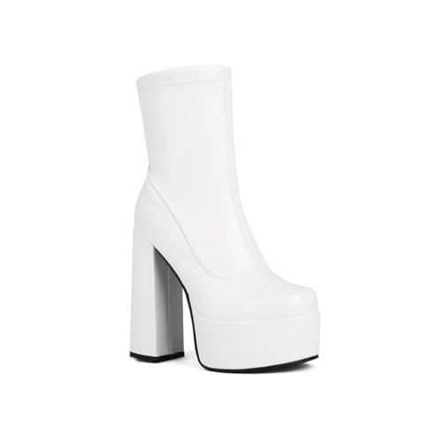 JMdfcqer Damen Stiefeletten Runder Zehen Höhen Blockabsatz Bequeme elastische Plattform Stiefel mit Reißverschluss,Weiß,37 EU JMdfcqer Damen Stiefeletten Runder Zehen Höhen Blockabsatz Bequeme elastische Plattform Stiefel mit Reißverschluss,Weiß,37 EU von JMdfcqer
