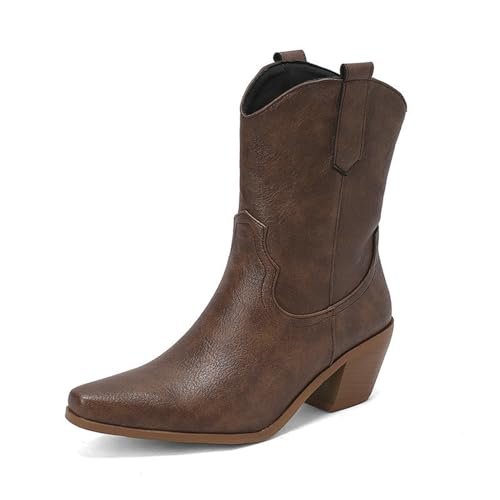 JMdfcqer Damen Western Cowgirlstiefel Mit Stämmiger Absatz Klassische Wasserdicht Schlupfstiefeletten,Braun,39 EU JMdfcqer Damen Western Cowgirlstiefel Mit Stämmiger Absatz Klassische Wasserdicht Schlupfstiefeletten,Braun,39 EU von JMdfcqer