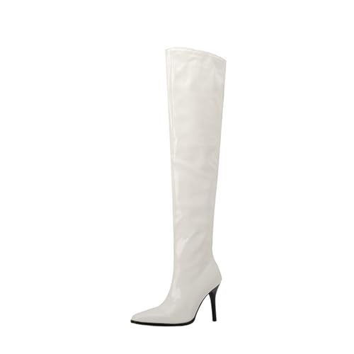 JMdfcqer Damen Winterstiefel Klassische Overknee-Stiefel mit Spitze Zehen Mode Lackleder Langschaft Stiefel mit Reißverschluss,Weiß,41 EU JMdfcqer Damen Winterstiefel Klassische Overknee-Stiefel mit Spitze Zehen Mode Lackleder Langschaft Stiefel mit Reißverschluss,Weiß,41 EU von JMdfcqer