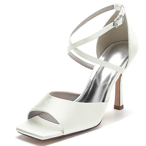 JMdfcqer Elfenbein Hochzeitsschuhe Damen Kreuz Riemchen Stöckel Absatz Offener Zeh Partei Abendschuhe,Elfenbein,38 EU JMdfcqer Elfenbein Hochzeitsschuhe Damen Kreuz Riemchen Stöckel Absatz Offener Zeh Partei Abendschuhe,Elfenbein,38 EU von JMdfcqer