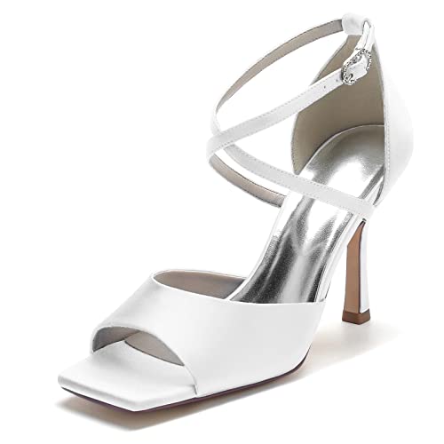 JMdfcqer Elfenbein Hochzeitsschuhe Damen Kreuz Riemchen Stöckel Absatz Offener Zeh Partei Abendschuhe,Weiß,40 EU JMdfcqer Elfenbein Hochzeitsschuhe Damen Kreuz Riemchen Stöckel Absatz Offener Zeh Partei Abendschuhe,Weiß,40 EU von JMdfcqer