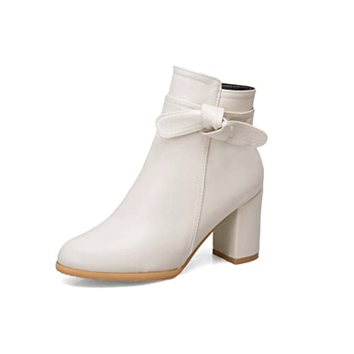 JMdfcqer Klassische Damen Stiefeletten Leicht Gefüttert Mit Blockabsatz Reißverschluss Chelsea Stiefel,Beige,38 EU von JMdfcqer